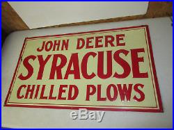 John Deere Syracuse Chilled Plows Metal Tin Vintage old Advertising Sign