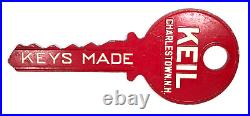 Keil Vintage Locksmith Advertising Sign 1950s Key Shaped Sign, Charleston, N. H