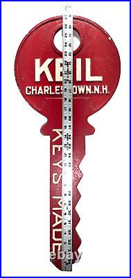 Keil Vintage Locksmith Advertising Sign 1950s Key Shaped Sign, Charleston, N. H