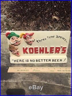 Koehler beer sign chalk chalkware advertising vintage Erie Pennsylvania