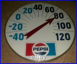 LARGE 1960's Vintage Pepsi Cola 18 Round Bubble Glass Thermometer Excellent