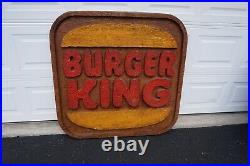 LARGE 48 x 48 Vintage Burger King Restaurant Sign Dining Room Decor Wood Foam