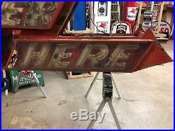 LARGE 8' NEON VinTagE ENTER HERE OPEN ARROW Sign Double Sided Gas Oil Display