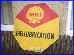 LARGE VINTAGE SHELL LUBRICATION SIGN Shell Motor Oil Sign