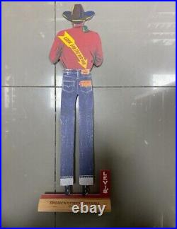 LEVI'S Vintage Style Store Cowboy Guy Shaped Promo Banner Display Sign