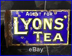LYON'S TEA Genuine Vintage Post Mount Enamel Sign