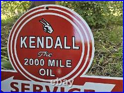 Large Collectible Vintage 1960's Kendall Dealer Service Porcelain Sign