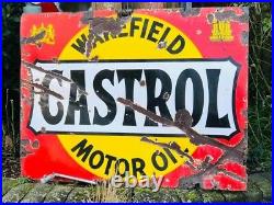 Large Original Wakefield Castrol Enamel Sign Vintage