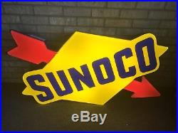 Large Sunoco Single-Sided Light-Up Vintage Service Station Sign With Arrow Logo
