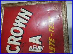 Large Vintage 1940's RC Royal Crown Cola Soda Pop Bottle 34 Embossed Metal Sign