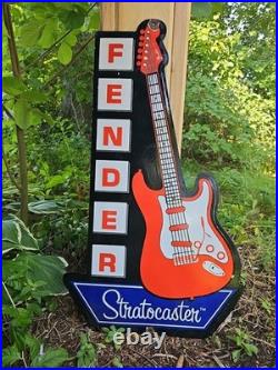 Large Vintage 1954 Fender Stratocaster Porcelain Sign 30