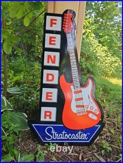Large Vintage 1954 Fender Stratocaster Porcelain Sign 30