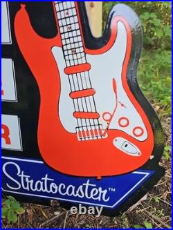 Large Vintage 1954 Fender Stratocaster Porcelain Sign 30