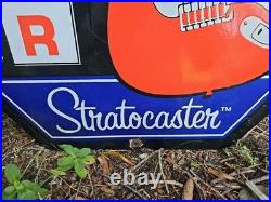 Large Vintage 1954 Fender Stratocaster Porcelain Sign 30