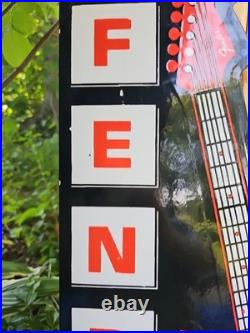 Large Vintage 1954 Fender Stratocaster Porcelain Sign 30