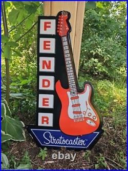Large Vintage 1954 Fender Stratocaster Porcelain Sign 30 Nice Dealer Store Sign Large Vintage 1954 Fender Stratocaster Porcelain Sign 30 Nice Dealer Store Sign