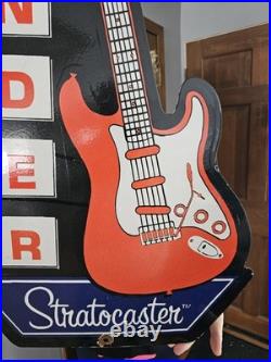 Large Vintage 1954 Fender Stratocaster Porcelain Sign 30 Nice Dealer Store Sign