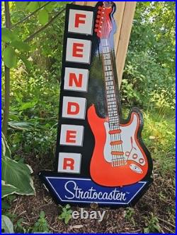 Large Vintage 1954 Fender Stratocaster Porcelain Sign 30 Nice Dealer Store Sign Large Vintage 1954 Fender Stratocaster Porcelain Sign 30 Nice Dealer Store Sign