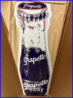 Large Vintage 1970's Grapette Grape Soda Pop 42.5 Embossed Metal Sign CLEAN