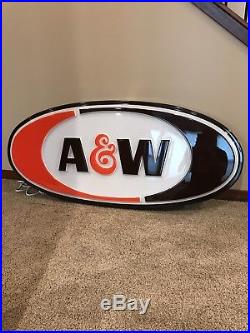 Large Vintage A&W Root Beer Lighted sign NOS! Rootbeer Advertising WOW! Rare