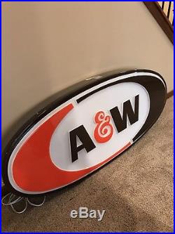 Large Vintage A&W Root Beer Lighted sign NOS! Rootbeer Advertising WOW! Rare