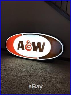 Large Vintage A&W Root Beer Lighted sign NOS! Rootbeer Advertising WOW! Rare