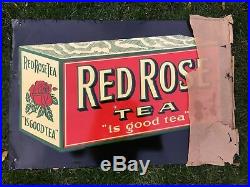 Large Vintage Advertising Sign Red Rose Tea 29 x 19 Made in Canada