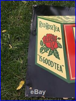 Large Vintage Advertising Sign Red Rose Tea 29 x 19 Made in Canada