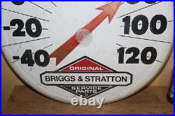 Large Vintage Briggs & Stratton Engine Service Parts 18 Metal Thermometer Sign