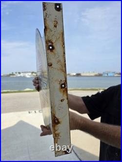 Large Vintage Chevrolet Parts Service Double-sided Porcelain Flange Sign 17