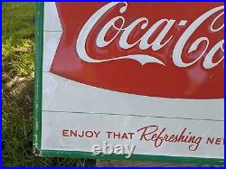 Large Vintage Coca-cola Soda Gas Metal Sign Coke 27.5 X 19.5