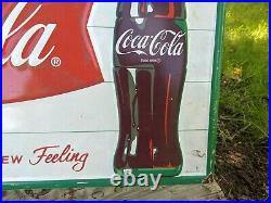 Large Vintage Coca-cola Soda Gas Metal Sign Coke 27.5 X 19.5