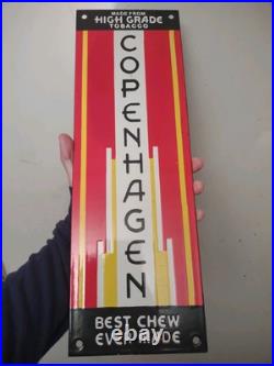 Large Vintage Copenhagen Porcelain Metal Cigar Snuff Advertising Sign