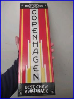 Large Vintage Copenhagen Porcelain Metal Cigar Snuff Advertising Sign