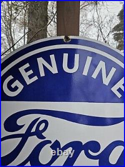 Large Vintage Ford Motor Company Genuine Parts Porcelain Dealer Sign 30