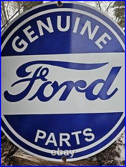 Large Vintage Ford Motor Company Genuine Parts Porcelain Dealer Sign 30