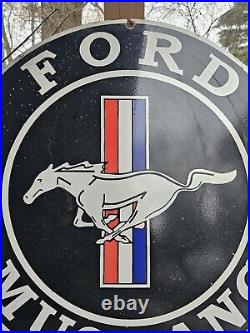 Large Vintage Ford Mustang Motor Company Porcelain Dealer Sign 30 Black