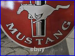 Large Vintage Ford Mustang Motor Company Porcelain Dealer Sign 30 Red