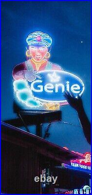 Large Vintage GENIE Neon Advertising Sign Austin/Waco Texas Musuem Sign