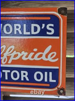 Large Vintage Gulf 1950's Porcelain Sign 24 X 10