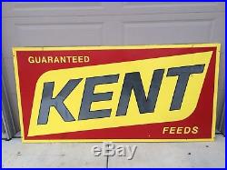 Large Vintage Kent Feeds Metal Farm Advertising Sign Great Colors