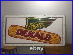 Large Vintage Metal Dekalb Seed Ear Of Corn Sign 6ft X 3ft