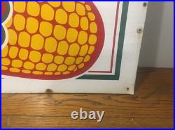 Large Vintage Metal Dekalb Seed Ear Of Corn Sign 6ft X 3ft