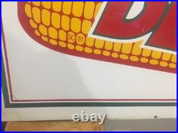Large Vintage Metal Dekalb Seed Ear Of Corn Sign 6ft X 3ft