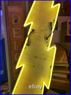 Large Vintage Neon Lightning Bolt Sign RESTORED REWIRED Seven Feet Tall 1 Of 2