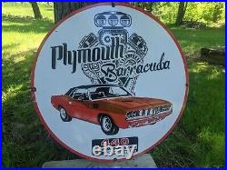 Large Vintage Plymouth Barracuda 440 Porcelain Car Dealer Sign 30
