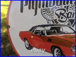 Large Vintage Plymouth Barracuda 440 Porcelain Car Dealer Sign 30
