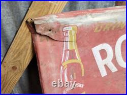 Large Vintage RC Royal Crown Cola Soda Pop 54 x 18 Embossed Sign Aluminum