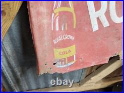 Large Vintage RC Royal Crown Cola Soda Pop 54 x 18 Embossed Sign Aluminum