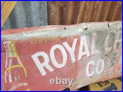 Large Vintage RC Royal Crown Cola Soda Pop 54 x 18 Embossed Sign Aluminum